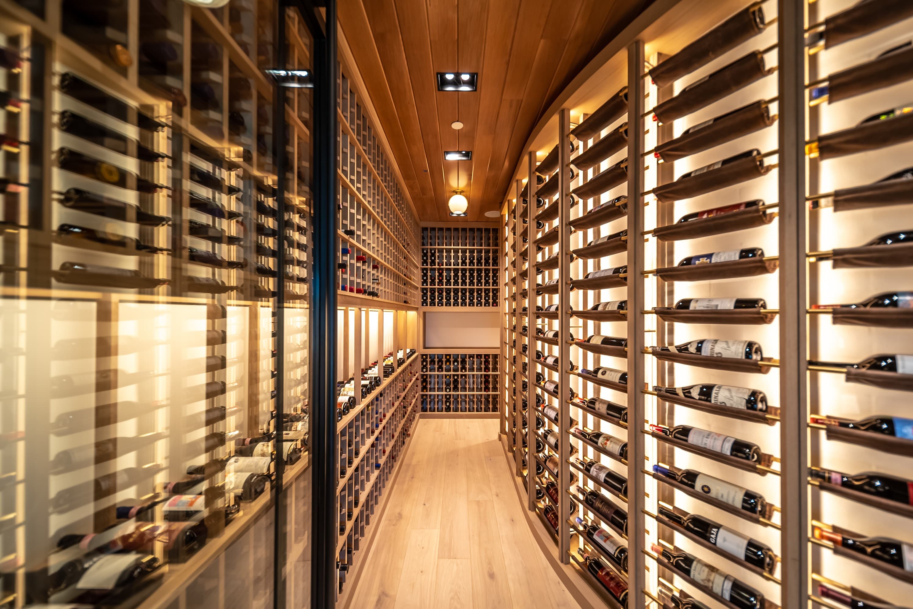 Under-Stairs Curved Wine Display